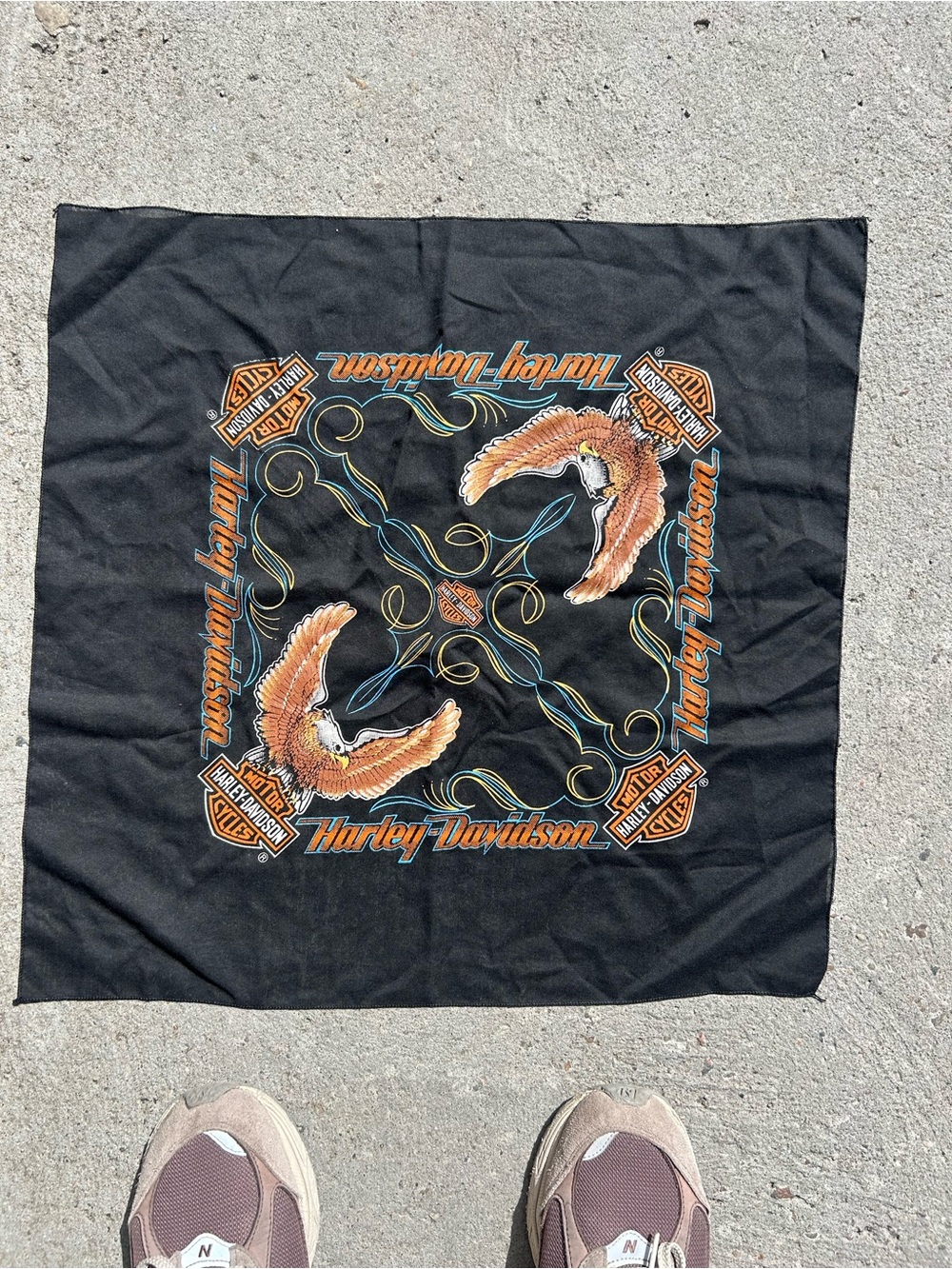 Harley-Davidson Black Bandana with Orange Eagle Graphics